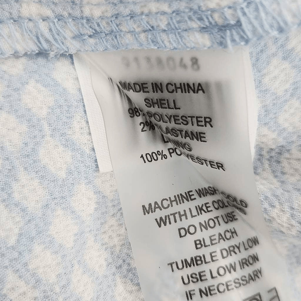 Vince Camuto White and Blue Top with Full Sleeves Size Small Light Blue Blouse