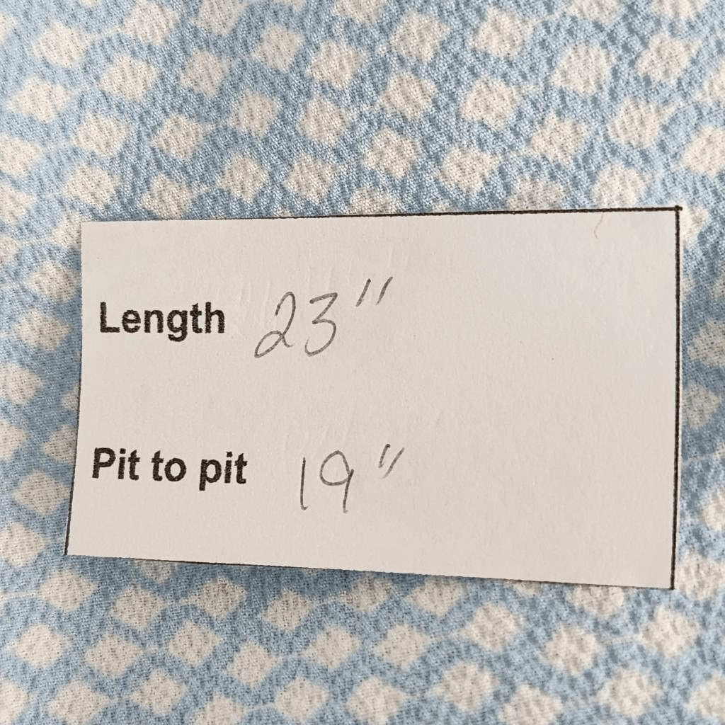 Vince Camuto White and Blue Top with Full Sleeves Size Small Light Blue Blouse