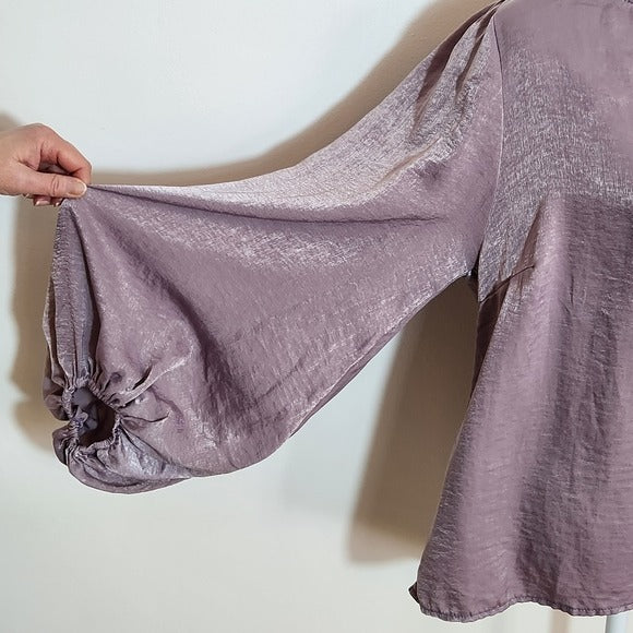Peach Love California Light Purple Balloon Sleeve Blouse Size Large
