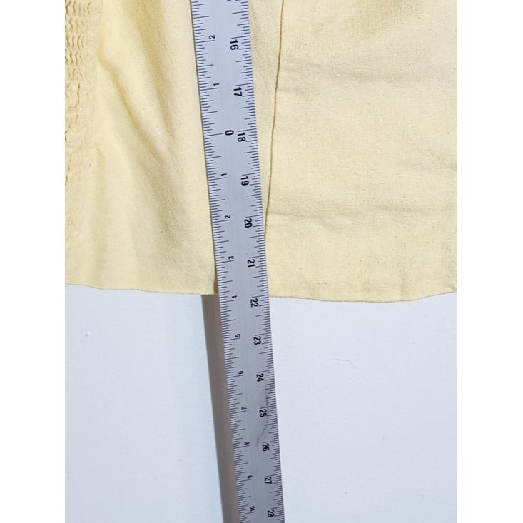Old Navy Pale Yellow Linen Blend Crop Top Sleeveless Smocked Size 2X NWT