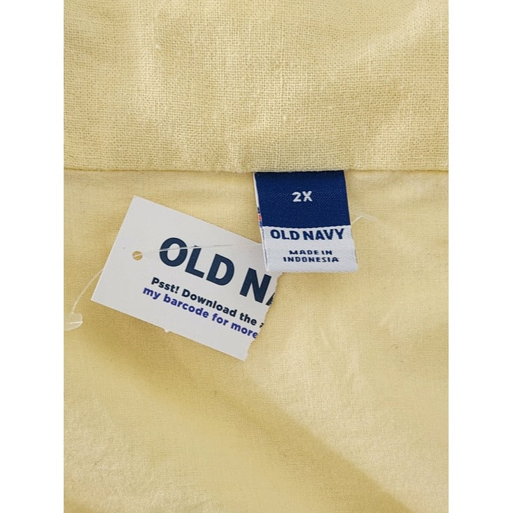Old Navy Pale Yellow Linen Blend Crop Top Sleeveless Smocked Size 2X NWT