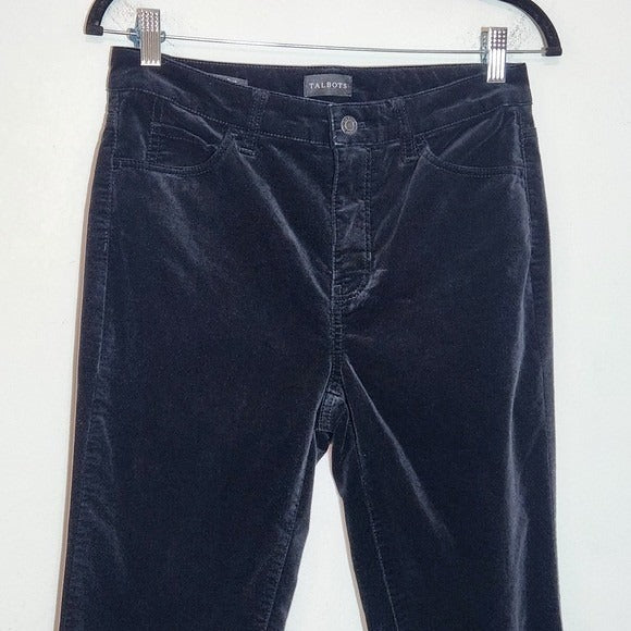 Talbots Black Velvet Pants Size 2 Petite Black Velveteen Straight Leg Pant
