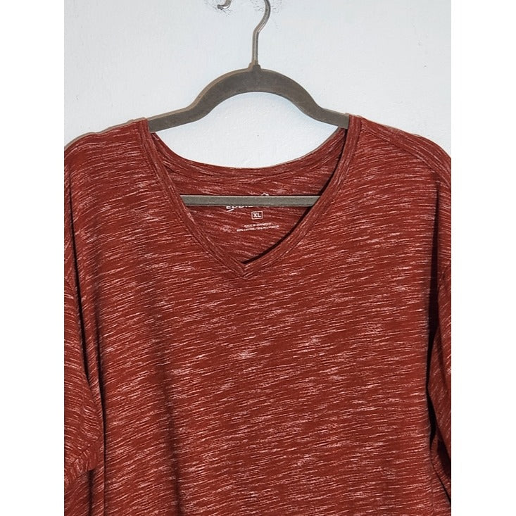 Eddie Bauer Mens Rust Orange V-Neck Tee Size XL