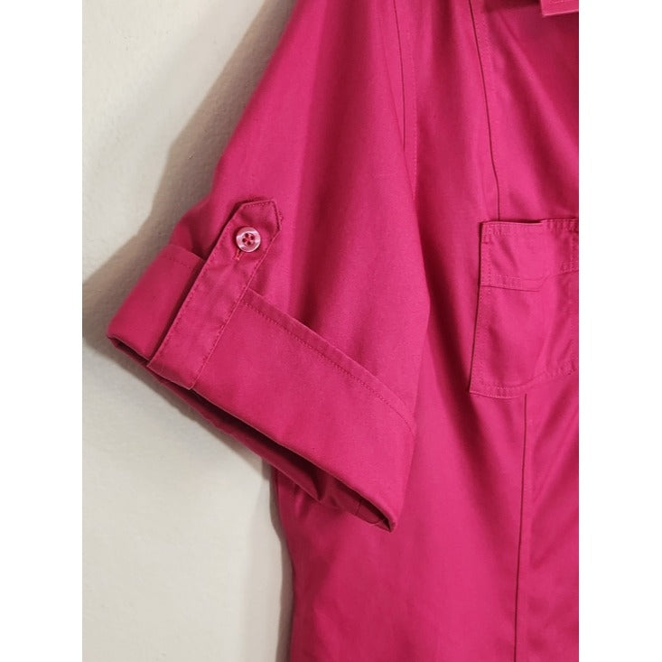 Chico's Pink No-Iron Cotton Button Down Camp Shirt Size 2 US Size XL