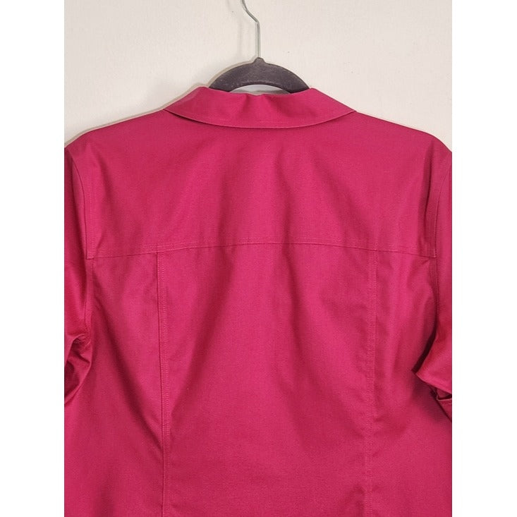 Chico's Pink No-Iron Cotton Button Down Camp Shirt Size 2 US Size XL