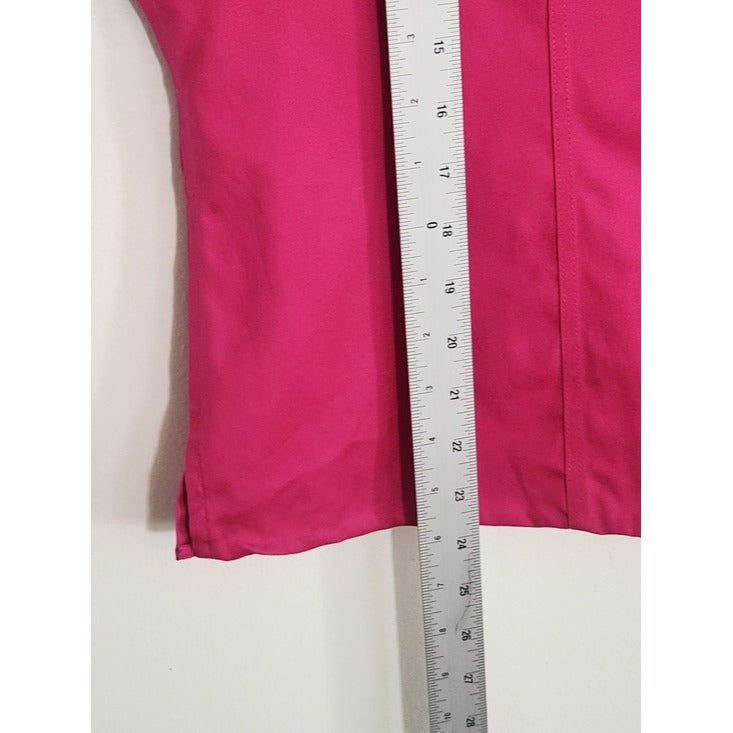 Chico's Pink No-Iron Cotton Button Down Camp Shirt Size 2 US Size XL