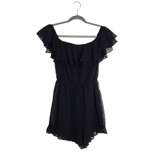 Lulus Black Off The Shoulder Swiss Dot Romper Size Small NWT