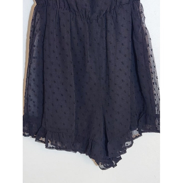 Lulus Black Off The Shoulder Swiss Dot Romper Size Small NWT