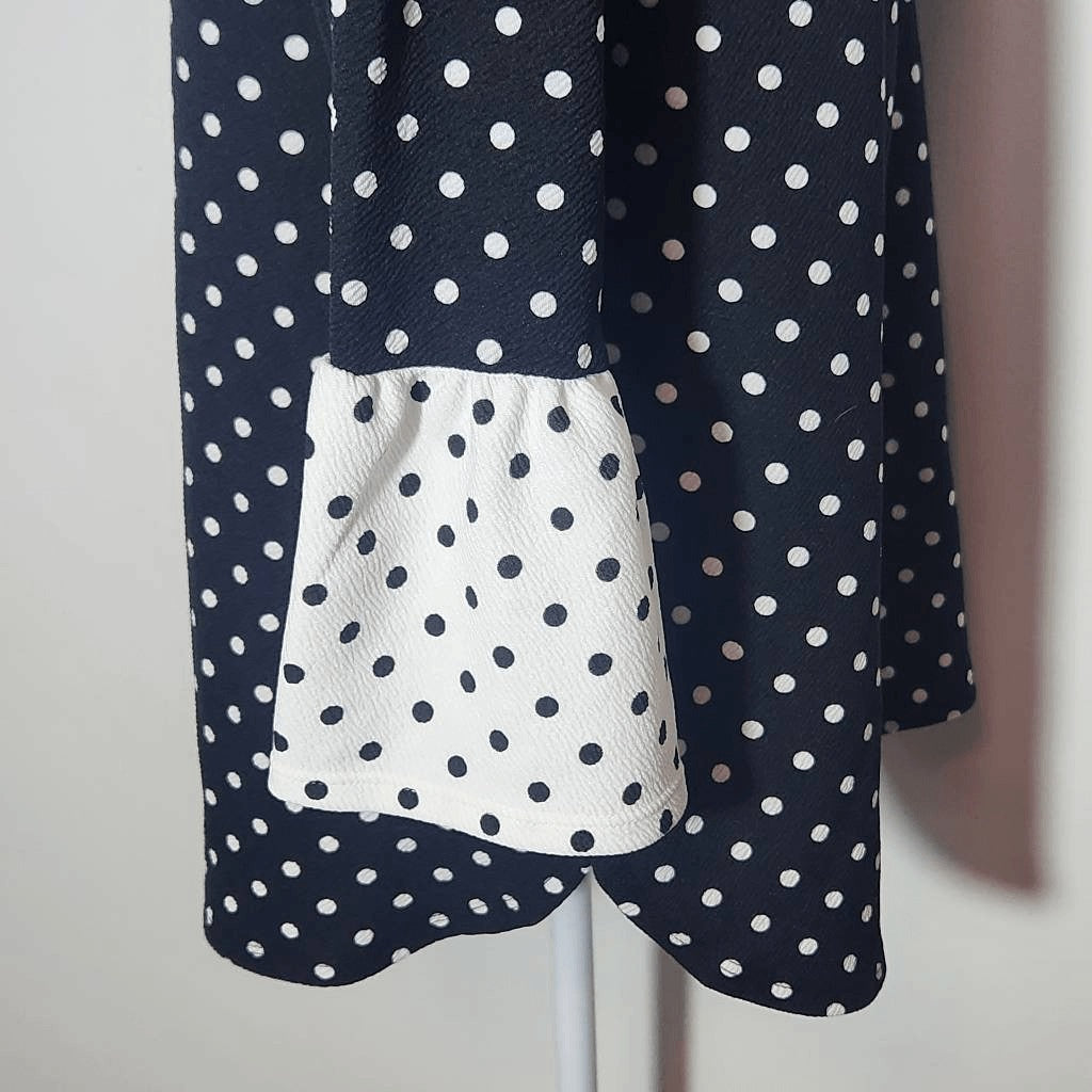 Green Envelope Black and White Polka Dot Blouse with Bell Sleeves NWT Size 1X