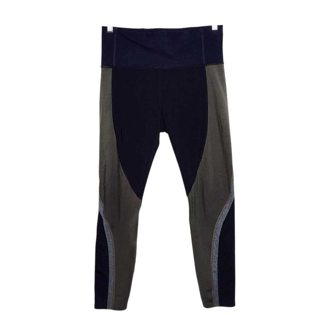 Athleta Colorblock Capri Leggings Size Medium Green and Navy Leggings