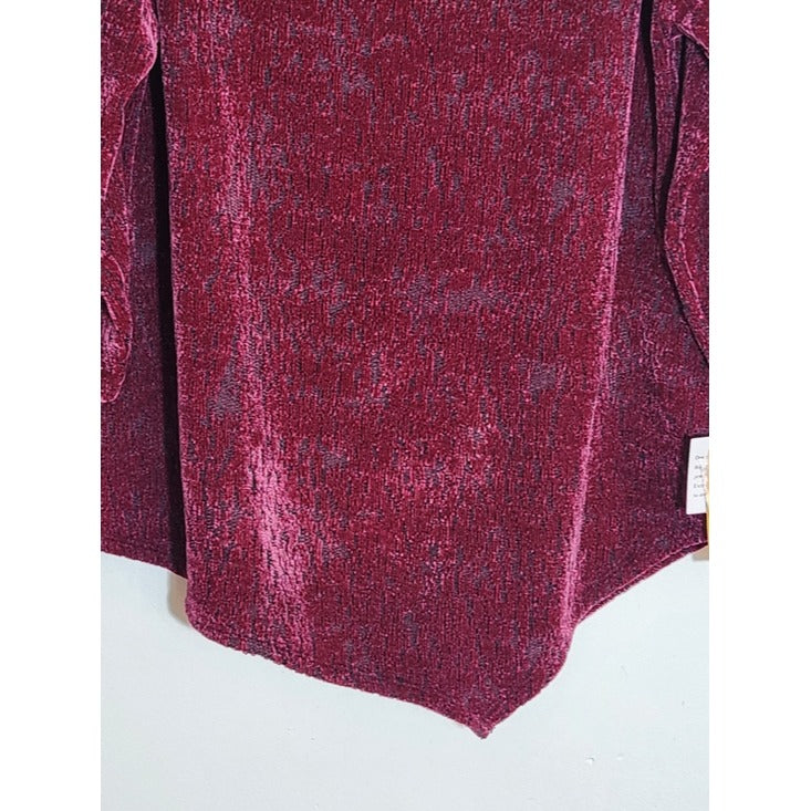 Ruby Rd. Magenta Cowl Neck Chenille Sweater with Asymmetrical Hem Size Large NWT