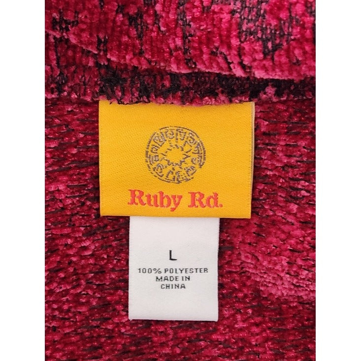 Ruby Rd. Magenta Cowl Neck Chenille Sweater with Asymmetrical Hem Size Large NWT