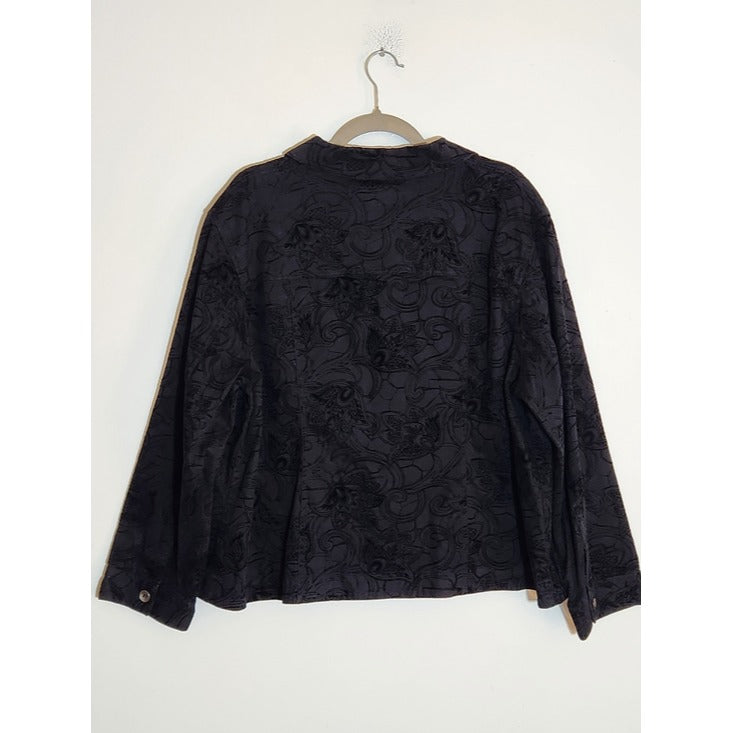 Bamboo Traders Black Paisley Trucker Jacket Size 2X Vintage Y2K